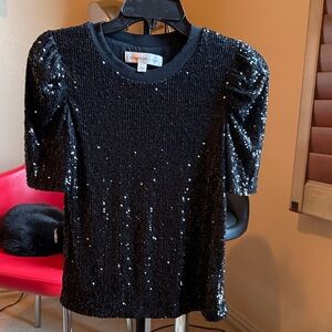 Catherine Malandrino Black Sequin Blouse